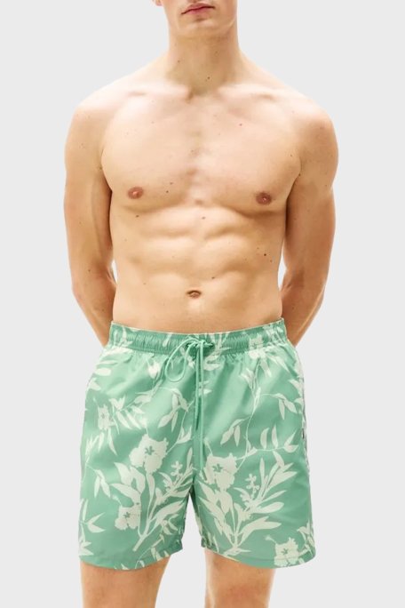 Tommy Hilfiger Regular Fit Belden Bağlamalı Desenli Erkek Mayo Short UM0UM03266 0H8 YEŞİL - Tommy Hilfiger