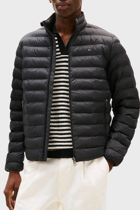 Tommy Hilfiger Regular Fit Dik Yaka Kapitoneli Erkek Mont MW0MW39990 BDS SİYAH - Tommy Hilfiger