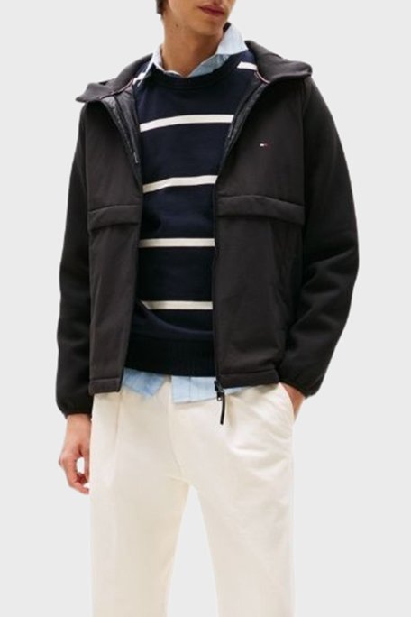 Tommy Hilfiger Regular Fit Kapüşonlu Yaka Logolu Erkek Ceket MW0MW39870 BDS SİYAH - Tommy Hilfiger