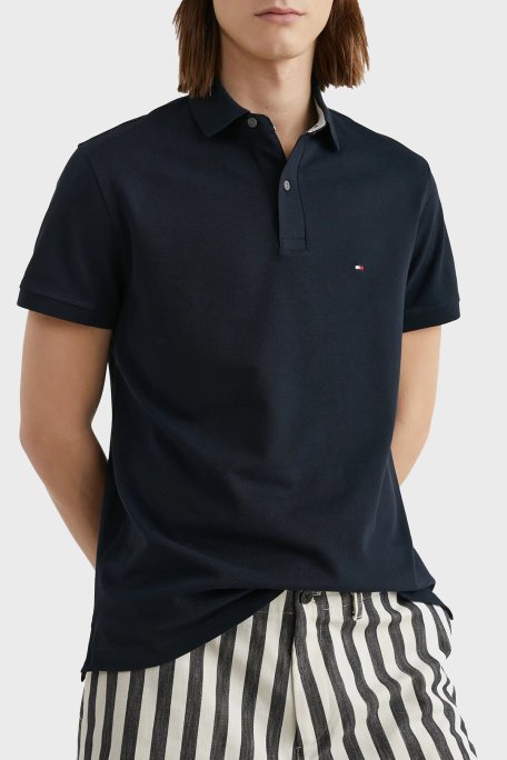 Tommy Hilfiger Streç Pamuklu Regular Fit Düğmeli Erkek Polo Yaka T Shirt MW0MW17770 DW5 LACİVERT - Tommy Hilfiger