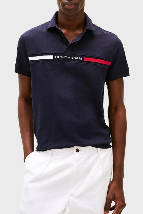 Tommy Hilfiger Streç Pamuklu Regular Fit Düğmeli Erkek Polo Yaka T Shirt MW0MW38130 DW5 LACİVERT - Tommy Hilfiger