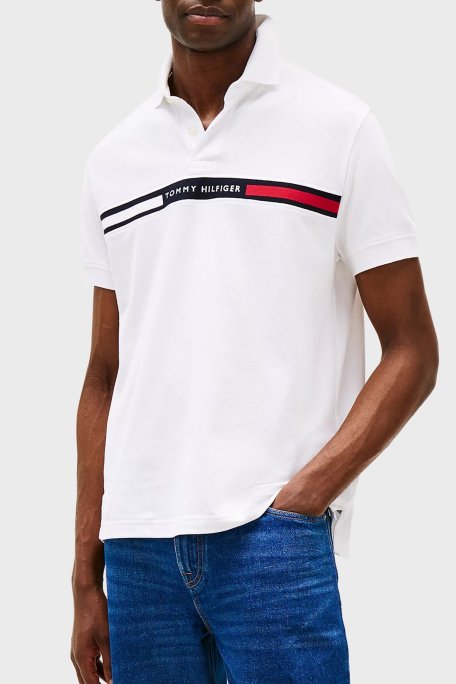 Tommy Hilfiger Streç Pamuklu Regular Fit Düğmeli Erkek Polo Yaka T Shirt MW0MW38130 YBR BEYAZ - Tommy Hilfiger