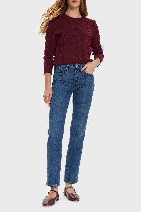 Tommy Hilfiger Streç Pamuklu Regular Fit Yüksek Bel Düz Paça Jeans Bayan Kot Pantolon WW0WW45009 1A9 MAVİ - Tommy Hilfiger (1)