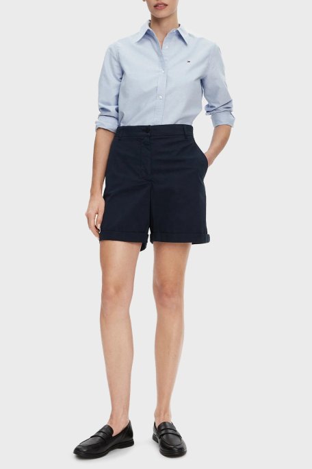 Tommy Hilfiger Streç Pamuklu Relaxed Fit Yüksek Bel Mini Bayan Short WW0WW42457 C1G LACİVERT - Tommy Hilfiger (1)