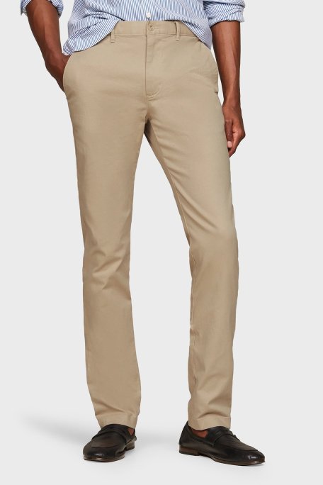 Tommy Hilfiger Streç Pamuklu Slim Fit Chino Erkek Pantolon MW0MW23485 AEG BEJ - Tommy Hilfiger