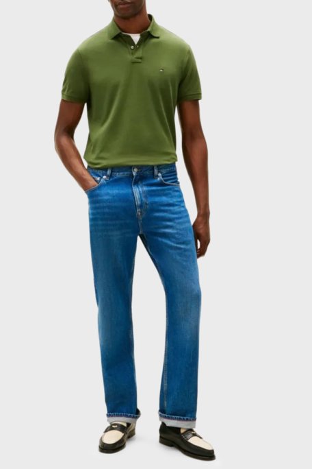 Tommy Hilfiger Streç Pamuklu Slim Fit Düğmeli Erkek Polo Yaka T Shirt MW0MW17770 L01 YEŞİL - Tommy Hilfiger (1)