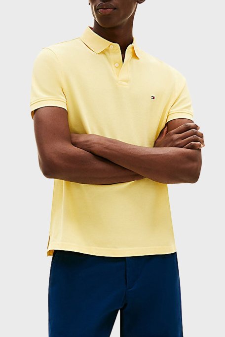 Tommy Hilfiger Streç Pamuklu Slim Fit Düğmeli Erkek Polo Yaka T Shirt MW0MW17770 ZF0 AÇIK SARI - Tommy Hilfiger