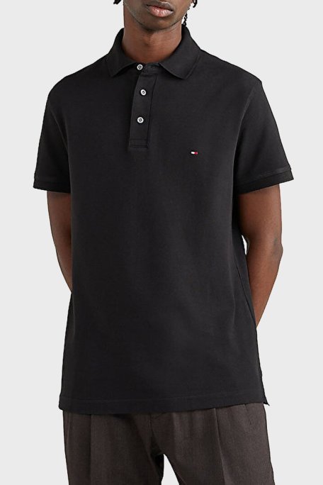 Tommy Hilfiger Streç Pamuklu Slim Fit Düğmeli Erkek Polo Yaka T Shirt MW0MW17771 BDS SİYAH - Tommy Hilfiger (1)