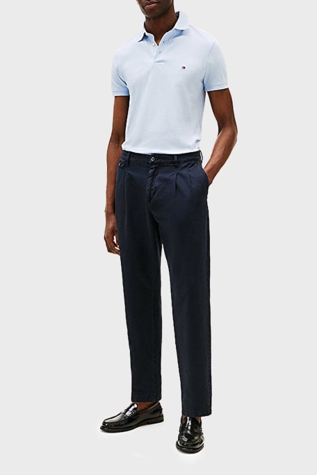 Tommy Hilfiger Streç Pamuklu Slim Fit Düğmeli Erkek Polo Yaka T Shirt MW0MW17771 C1O AÇIK MAVİ - Tommy Hilfiger (1)