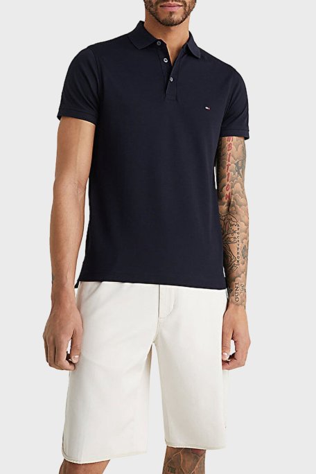 Tommy Hilfiger Streç Pamuklu Slim Fit Düğmeli Erkek Polo Yaka T Shirt MW0MW17771 DW5 LACİVERT - Tommy Hilfiger