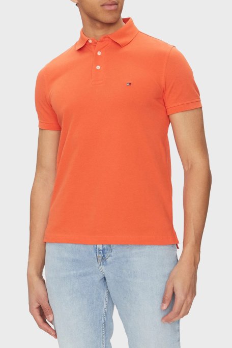 Tommy Hilfiger Streç Pamuklu Slim Fit Düğmeli Erkek Polo Yaka T Shirt MW0MW17771 SCX ORANGE - Tommy Hilfiger