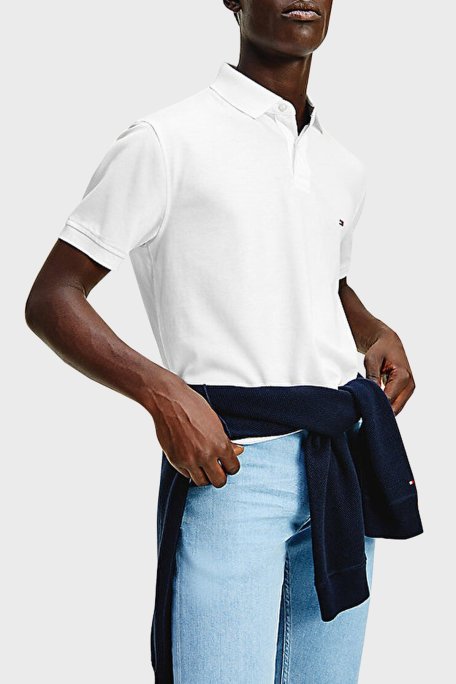 Tommy Hilfiger Streç Pamuklu Slim Fit Düğmeli Erkek Polo Yaka T Shirt MW0MW17771 YBR BEYAZ - Tommy Hilfiger