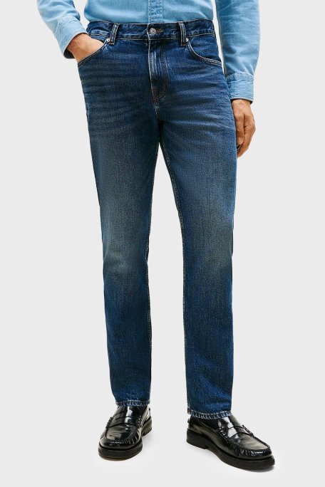 Tommy Hilfiger Streç Pamuklu Straight Fit Normal Bel Düz Paça Jeans Erkek Kot Pantolon MW0MW40353 1A7 MAVİ - Tommy Hilfiger (1)