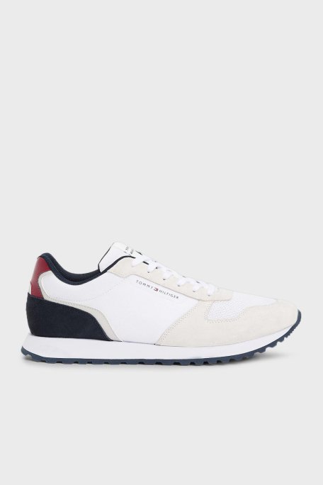 Tommy Hilfiger Süet Logolu Sneaker Erkek Ayakkabı FM0FM05465 YBS BEYAZ - Tommy Hilfiger