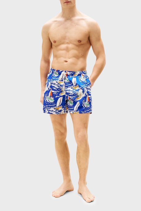 Tommy Hilfiger Tamamı Desenli Regular Fit Cepli Erkek Mayo Short UM0UM03491 0K8 MAVİ-BEYAZ - Tommy Hilfiger (1)