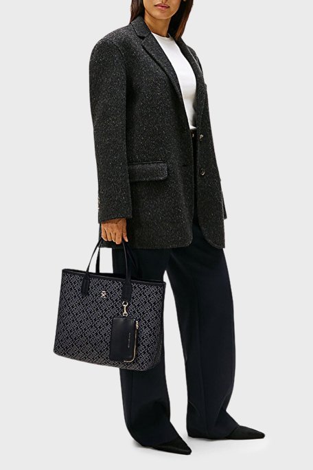 Tommy Hilfiger Tamamı Logolu Çıkarılabilir Askılı Bayan Çanta AW0AW17685 BDS SİYAH - Tommy Hilfiger (1)