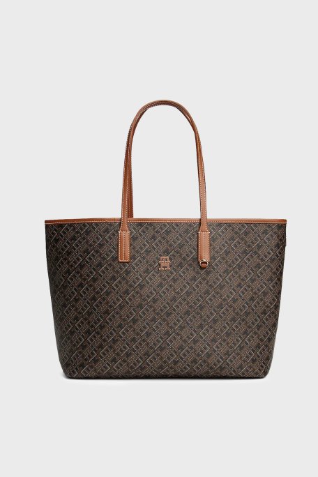 Tommy Hilfiger Tamamı Logolu Omuz Askılı Kadın Çanta AW0AW17416 BDS SİYAH - Tommy Hilfiger