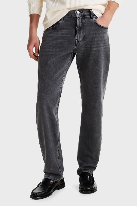 Tommy Hilfiger Tapered Fit Normal Bel Daralan Paça Jeans Erkek Kot Pantolon MW0MW39202 1B5 GRİ - Tommy Hilfiger