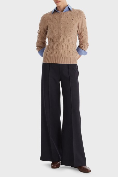 Tommy Hilfiger Yünlü Regular Fit Bisiklet Yaka Örgü Bayan Kazak WW0WW43586 ADM BEJ - Tommy Hilfiger (1)