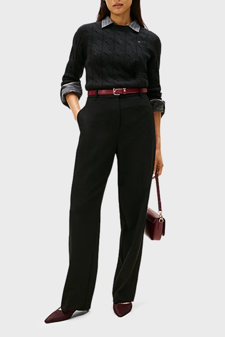 Tommy Hilfiger Yünlü Regular Fit Bisiklet Yaka Örgü Bayan Kazak WW0WW43586 BDS SİYAH - Tommy Hilfiger (1)