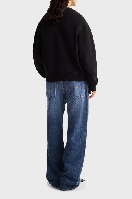 Tommy Jeans % 100 Pamuk Boxy Fit Bisiklet Yaka Bayan Sweat DW0DW19408 BDS SİYAH - Tommy Jeans (1)