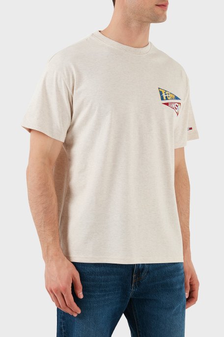 Tommy Jeans % 100 Pamuk Loose Fit Sırt Baskılı Erkek T Shirt DM0DM20350 AE3 BEJ - Tommy Jeans (1)
