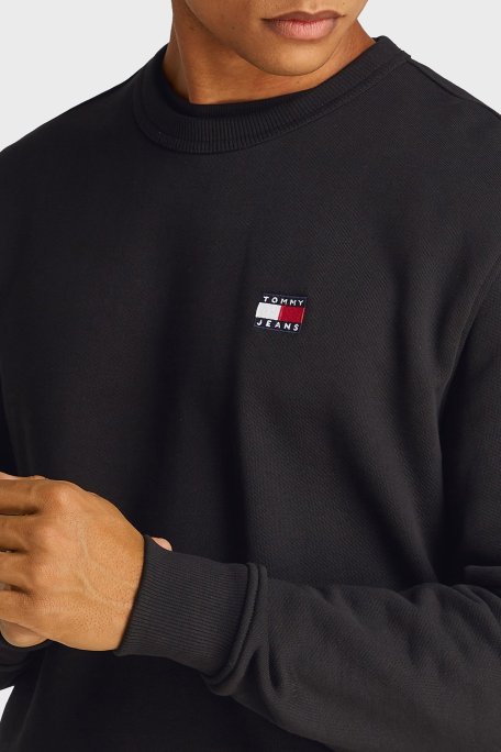 Tommy Jeans % 100 Pamuk Regular Fit Bisiklet Yaka Erkek Sweat DM0DM20660 BDS SİYAH - Tommy Jeans (1)