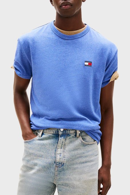 Tommy Jeans % 100 Pamuk Regular Fit Bisiklet Yaka Erkek T Shirt DM0DM20322 DSF AÇIK MAVİ - Tommy Hilfiger