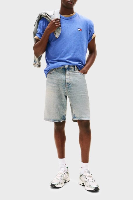 Tommy Jeans % 100 Pamuk Regular Fit Bisiklet Yaka Erkek T Shirt DM0DM20322 DSF AÇIK MAVİ - Tommy Hilfiger (1)