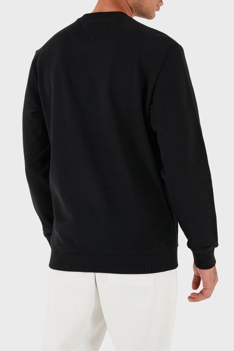 Tommy Jeans % 100 Pamuk Regular Fit Bisiklet Yaka Logolu Erkek Sweat DM0DM22093 BDS SİYAH - Tommy Jeans (1)