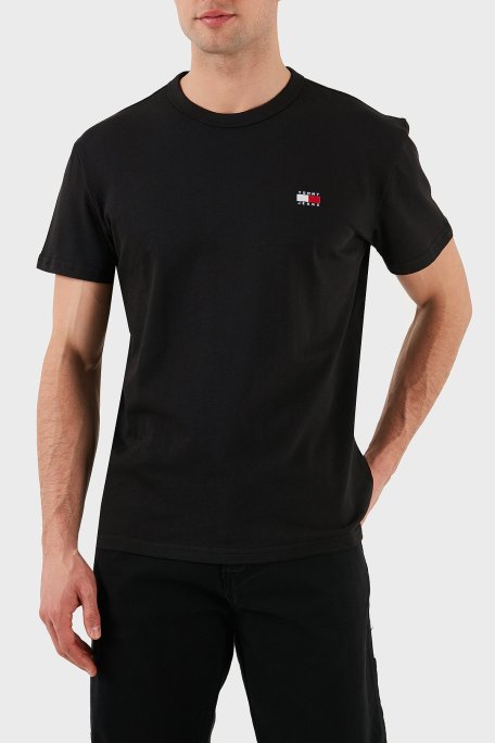 Tommy Jeans %100 Pamuk Regular Fit Bisiklet Yaka Logolu Erkek T Shirt DM0DM20322 BDS SİYAH - Tommy Jeans