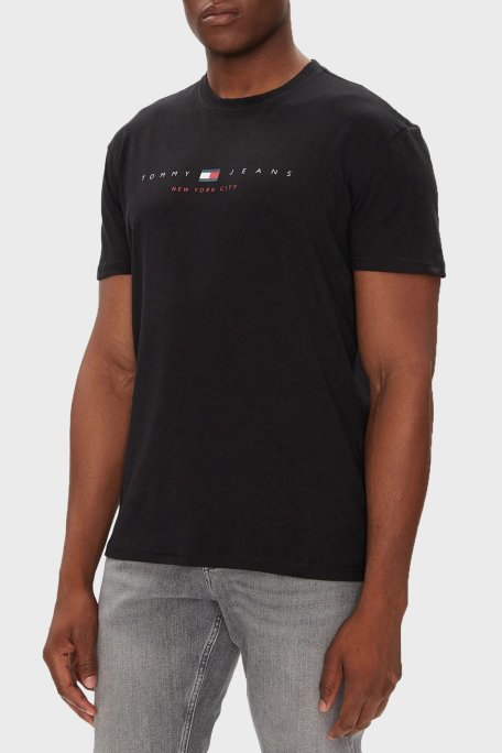 Tommy Jeans % 100 Pamuk Regular Fit Bisiklet Yaka Logolu Erkek T Shirt DM0DM21911 BDS SİYAH - Tommy Jeans