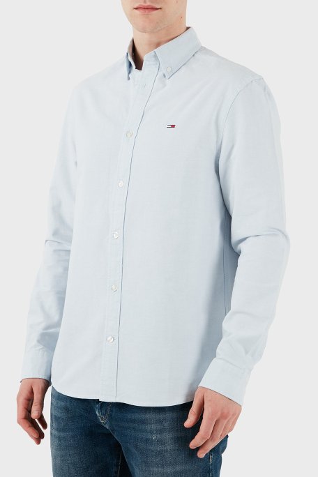 Tommy Jeans % 100 Pamuk Regular Fit Düğmeli Yaka Erkek Gömlek DM0DM21298 C3Q AÇIK MAVİ - Tommy Jeans (1)