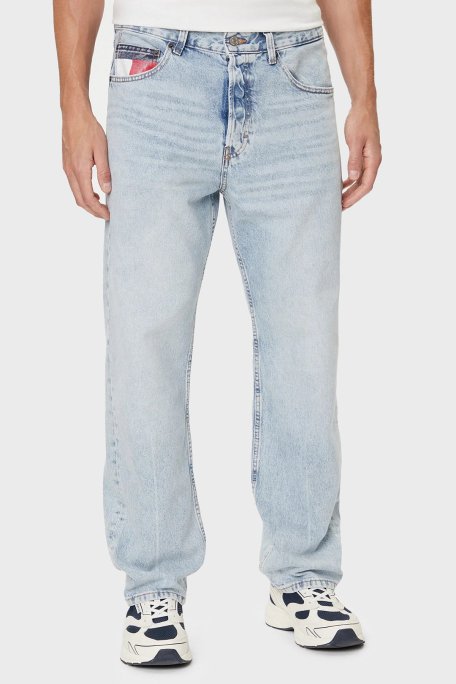 Tommy Jeans % 100 Pamuk Regular Straight Normal Bel Düz Paça Jeans Erkek Kot Pantolon DM0DM21226 1A5 MAVİ - Tommy Jeans