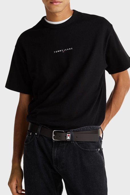 Tommy Jeans % 100 Pamuk Relaxed Fit Bisiklet Yaka Erkek T Shirt DM0DM21110 BDS SİYAH - Tommy Jeans