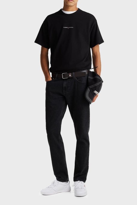 Tommy Jeans % 100 Pamuk Relaxed Fit Bisiklet Yaka Erkek T Shirt DM0DM21110 BDS SİYAH - Tommy Jeans (1)