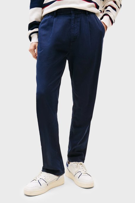 Tommy Jeans % 100 Pamuk Relaxed Fit Orta Bel Düz Paça Erkek Pantolon DM0DM21705 C1G LACİVERT - Tommy Jeans