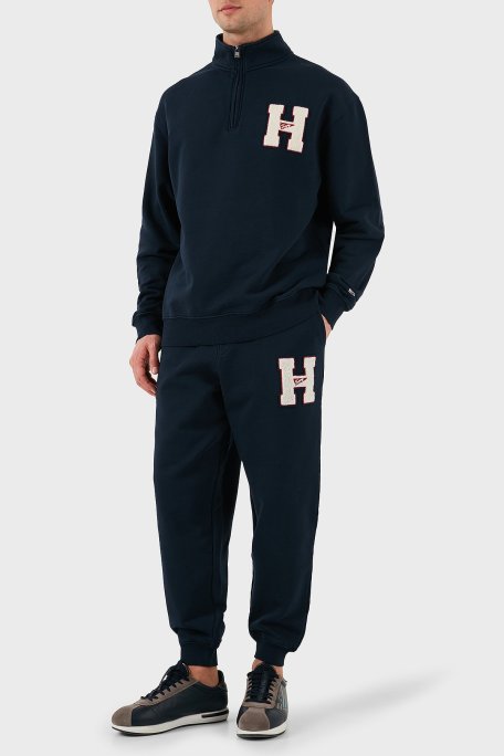 Tommy Jeans % 100 Pamuk Relaxed Fit Yarım Fermuarlı Dik Yaka Erkek Sweat DM0DM21263 DYY LACİVERT - Tommy Jeans (1)