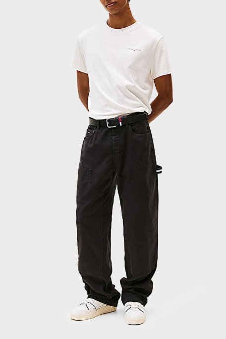 Tommy Jeans % 100 Pamuk Slim Fit Bisiklet Yaka Logolu Erkek T Shirt DM0DM21780 YBL BEYAZ - Tommy Jeans (1)