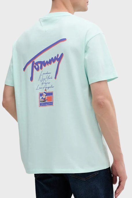 Tommy Jeans Baskılı % 100 Pamuk Relaxed Fit Bisiklet Yaka Erkek T Shirt DM0DM20768 L6V AÇIK YEŞİL - Tommy Jeans (1)
