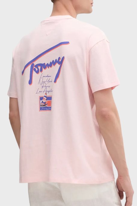 Tommy Jeans Baskılı % 100 Pamuk Relaxed Fit Bisiklet Yaka Erkek T Shirt DM0DM20768 TH3 AÇIK PEMBE - Tommy Jeans (1)