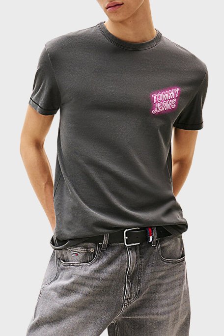 Tommy Jeans Baskılı Pamuklu Regular Fit Bisiklet Yaka Erkek T Shirt DM0DM21829 BDS SİYAH - Tommy Jeans