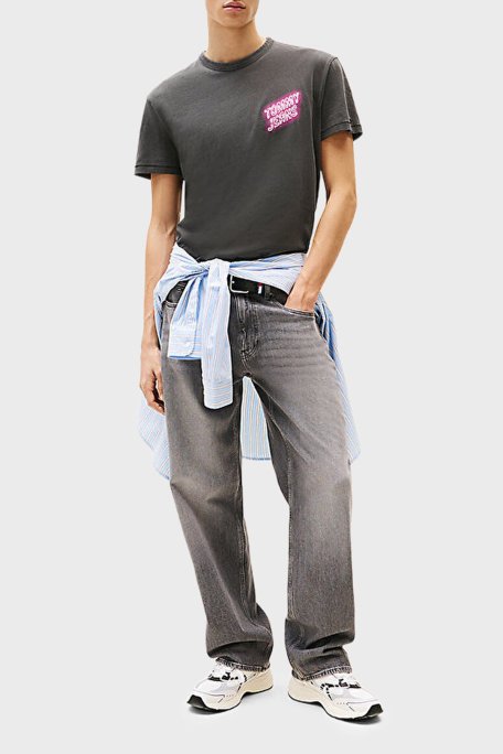 Tommy Jeans Baskılı Pamuklu Regular Fit Bisiklet Yaka Erkek T Shirt DM0DM21829 BDS SİYAH - Tommy Jeans (1)