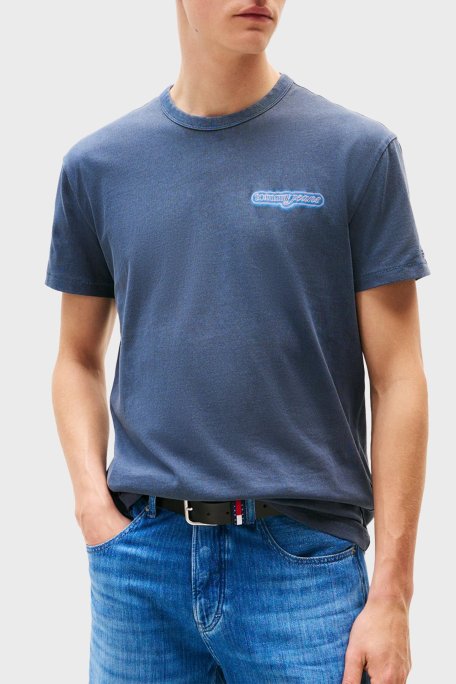Tommy Jeans Baskılı Pamuklu Regular Fit Bisiklet Yaka Erkek T Shirt DM0DM21829 C1G LACİVERT - Tommy Jeans