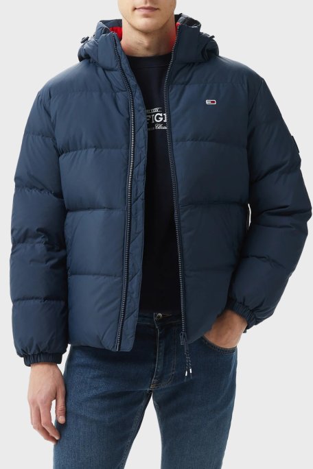 Tommy Jeans Comfort Fit Çıkarılabilir Kapüşonlu Fermuarlı Erkek Mont DM0DM19786 C1G LACİVERT - Tommy Jeans