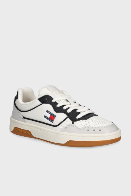 Tommy Jeans Deri Karışımlı Logolu Sneaker Erkek Ayakkabı EM0EM01585 YBI BEYAZ - Tommy Jeans (1)