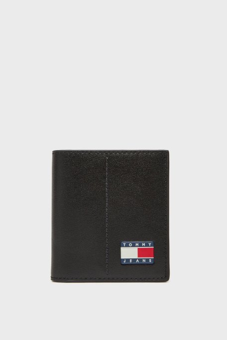 Tommy Jeans Deri Logolu Dikiş Detaylı Erkek Cüzdan AM0AM13408 BDS SİYAH - Tommy Jeans
