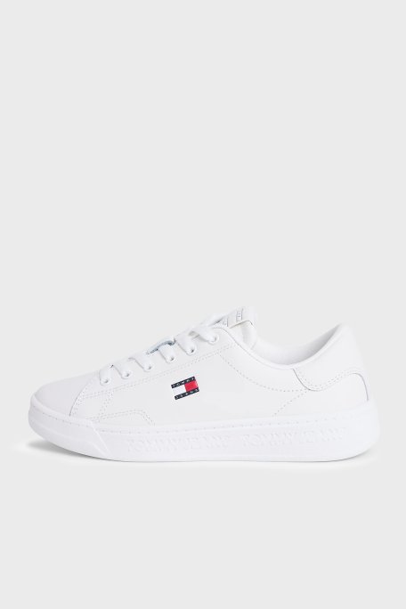 Tommy Jeans Deri Logolu Sneaker Bayan Ayakkabı EN0EN02960 YBL BEYAZ - Tommy Jeans (1)