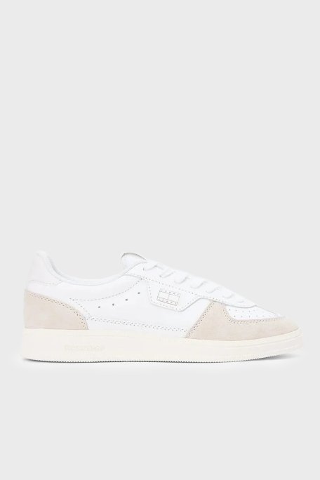 Tommy Jeans Deri Logolu Sneaker Kadın Ayakkabı EN0EN02988 01V BEYAZ - Tommy Jeans