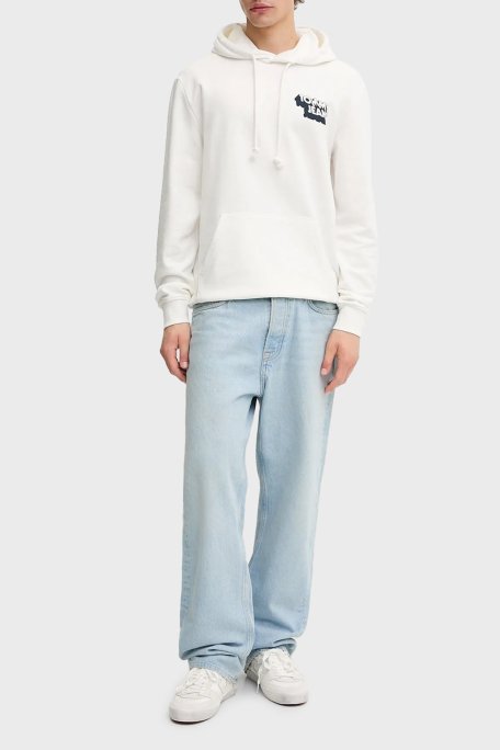 Tommy Jeans Grafik Logo Baskılı Pamuklu Regular Fit Kapüşonlu Erkek Sweat DM0DM21625 YBL BEYAZ - Tommy Jeans (1)